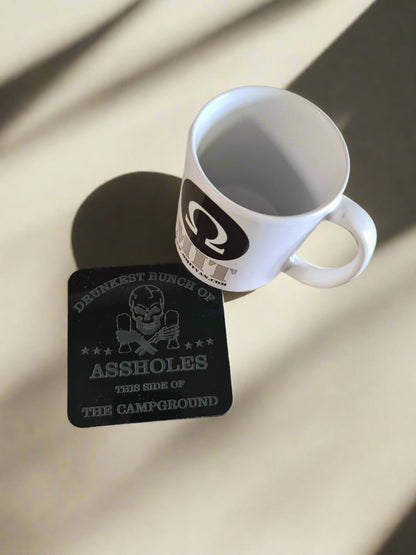 Drunkest Bunch of Aholes" | 4-Piece Coaster Set – Campground Edition**