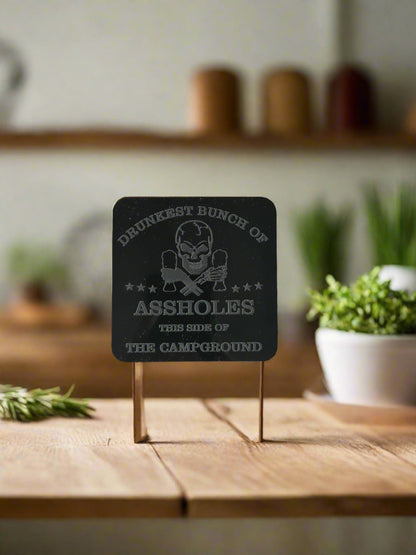 Drunkest Bunch of Aholes" | 4-Piece Coaster Set – Campground Edition**