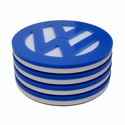VW Heritage Untersetzer-Set Blau & Weiß (4er-Pack) – Classic Camper Edition