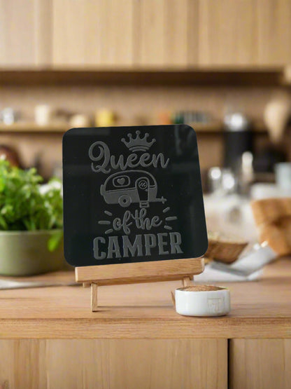 « Reine du camping-car » | Ensemble de 4 sous-verres – Édition Royale